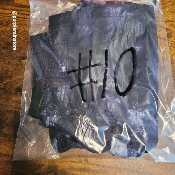 Vtg Calvin Klein Tie Dye Shorts Size 8 Mid Rise Tab Legs Blue Purple Y2K - Picture 14 of 14